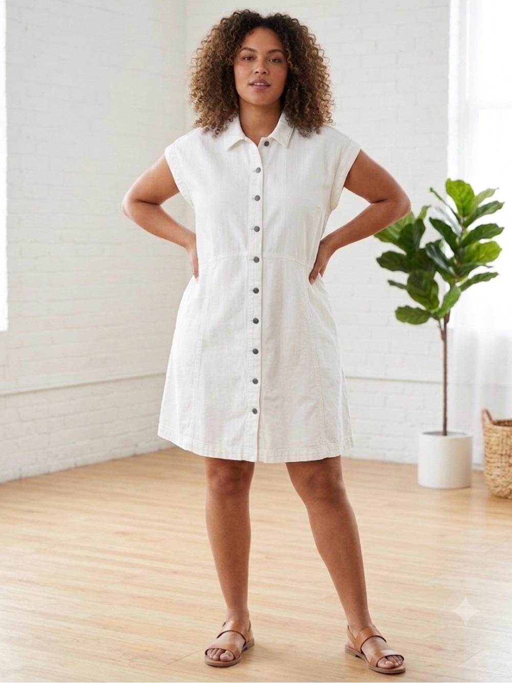 Universal Thread White Button-Front Mini Dress